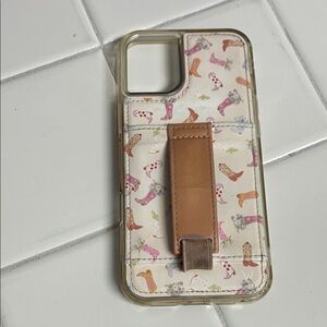 Stylish Cream Phone Case with Brown Strap